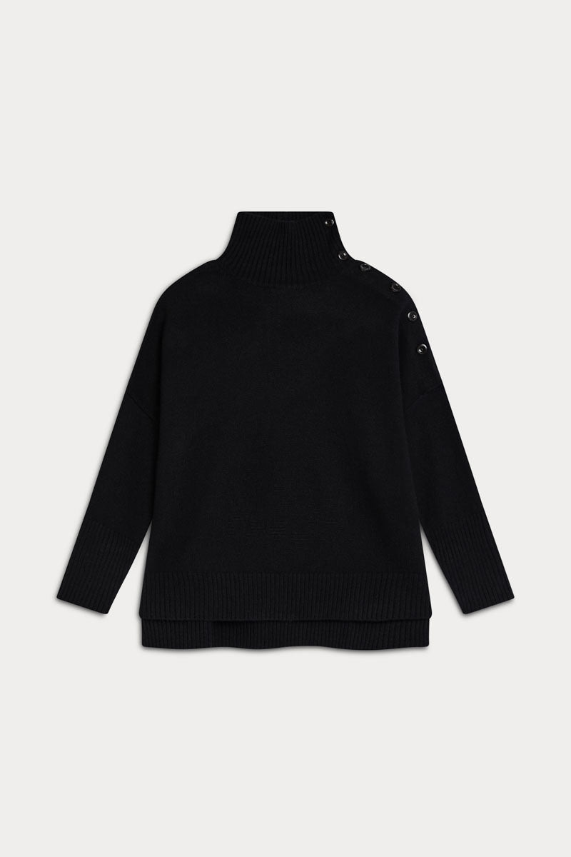 High Neck Buttoned Jersey
