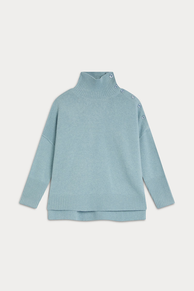 High Neck Buttoned Jersey