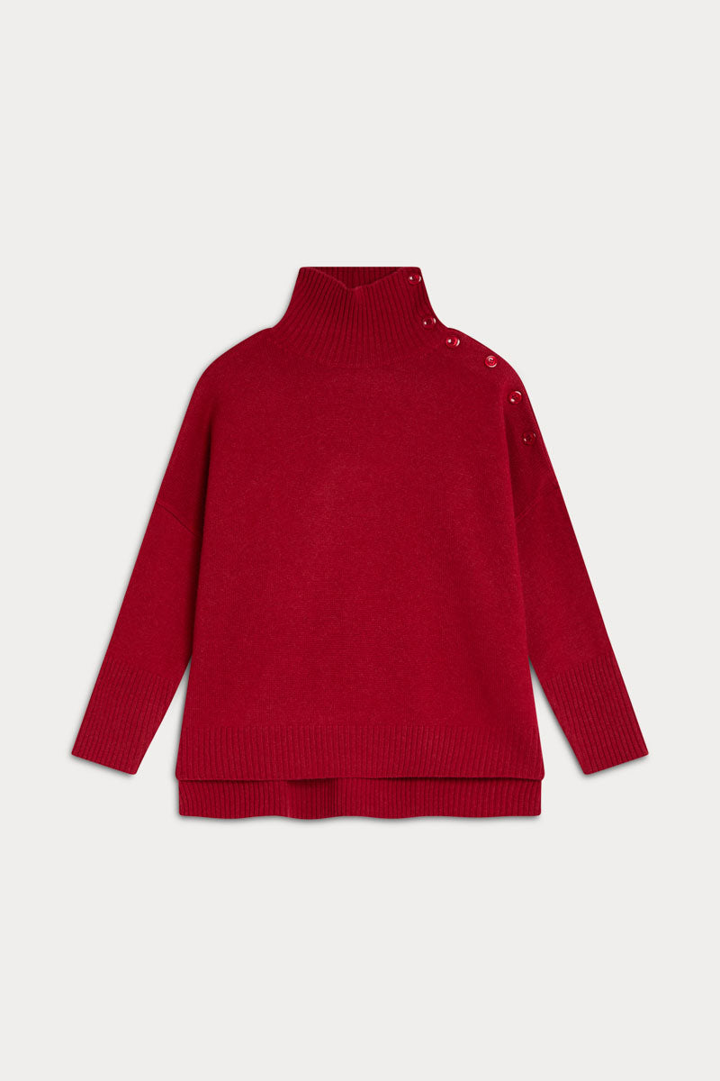 High Neck Buttoned Jersey
