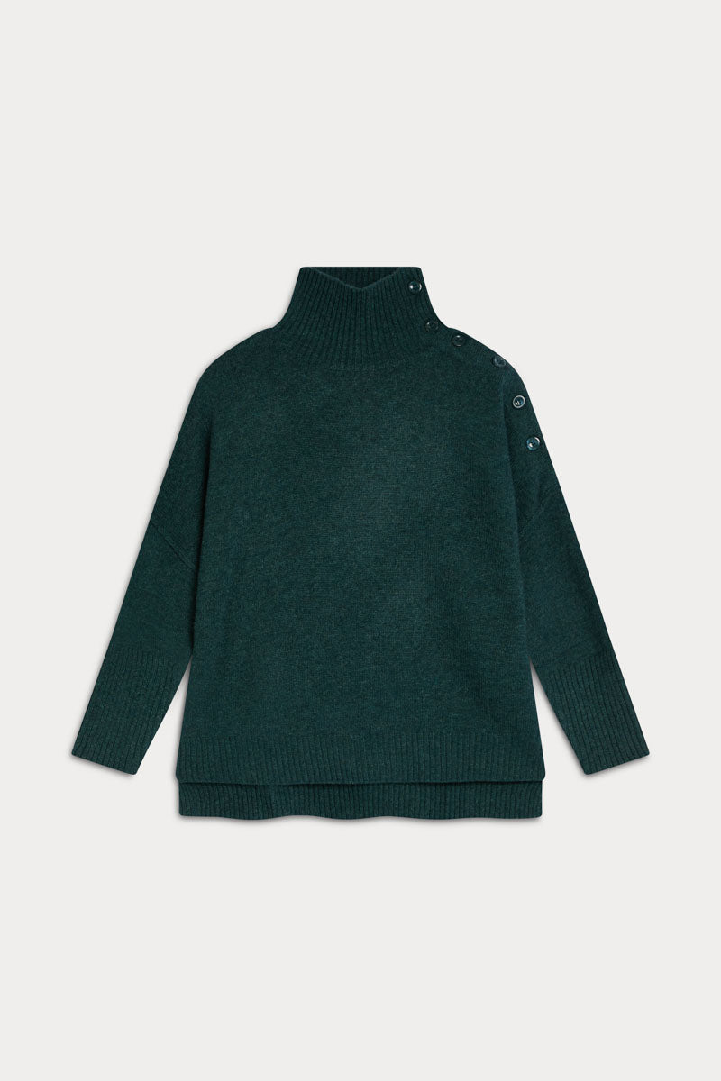 High Neck Buttoned Jersey