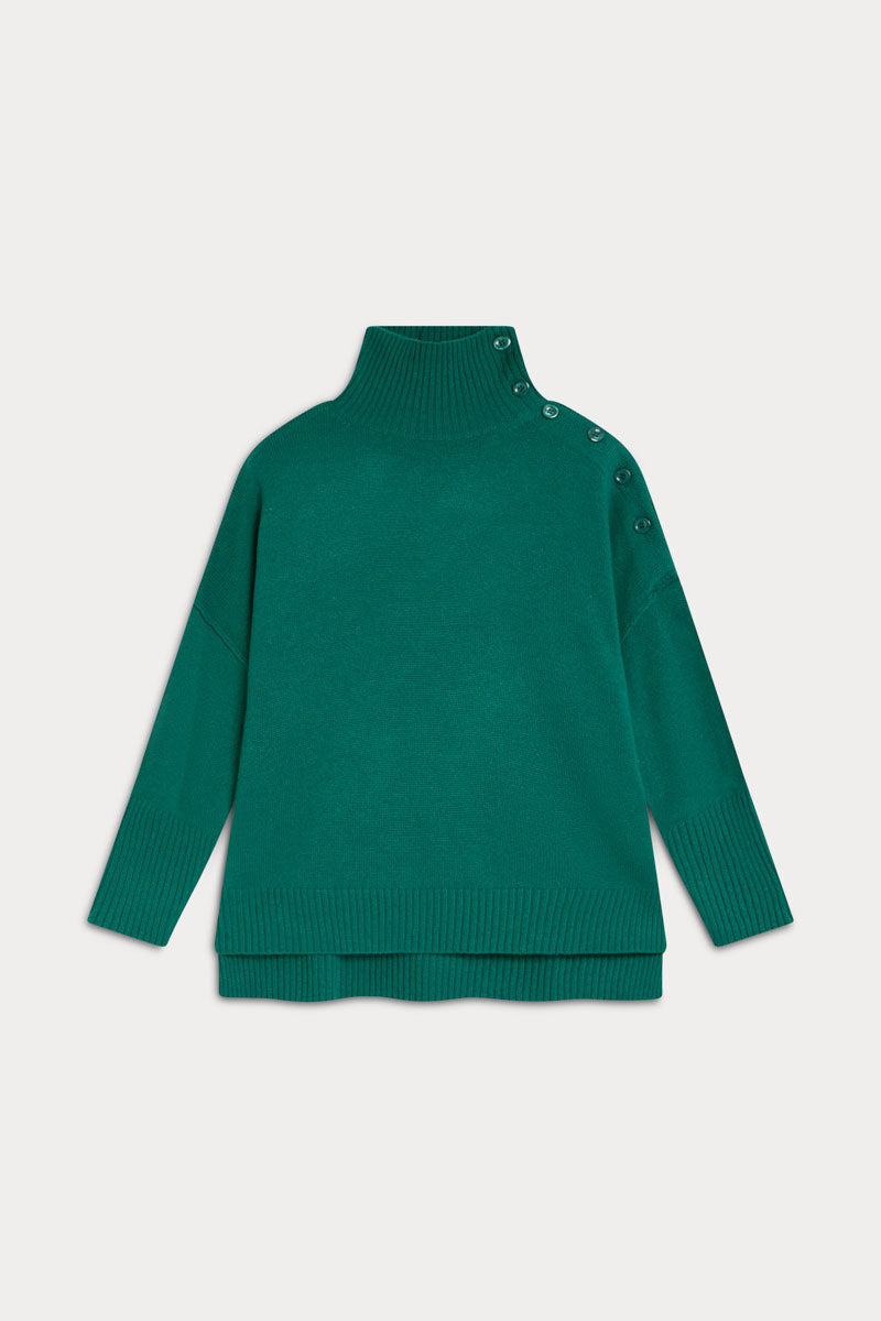 High Neck Buttoned Jersey