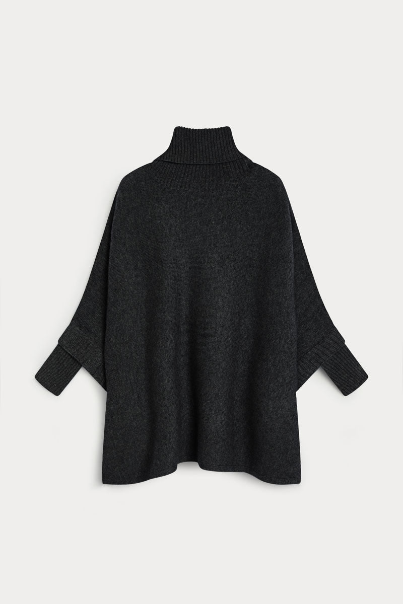 poncho cuello vuelto mujer cashmere