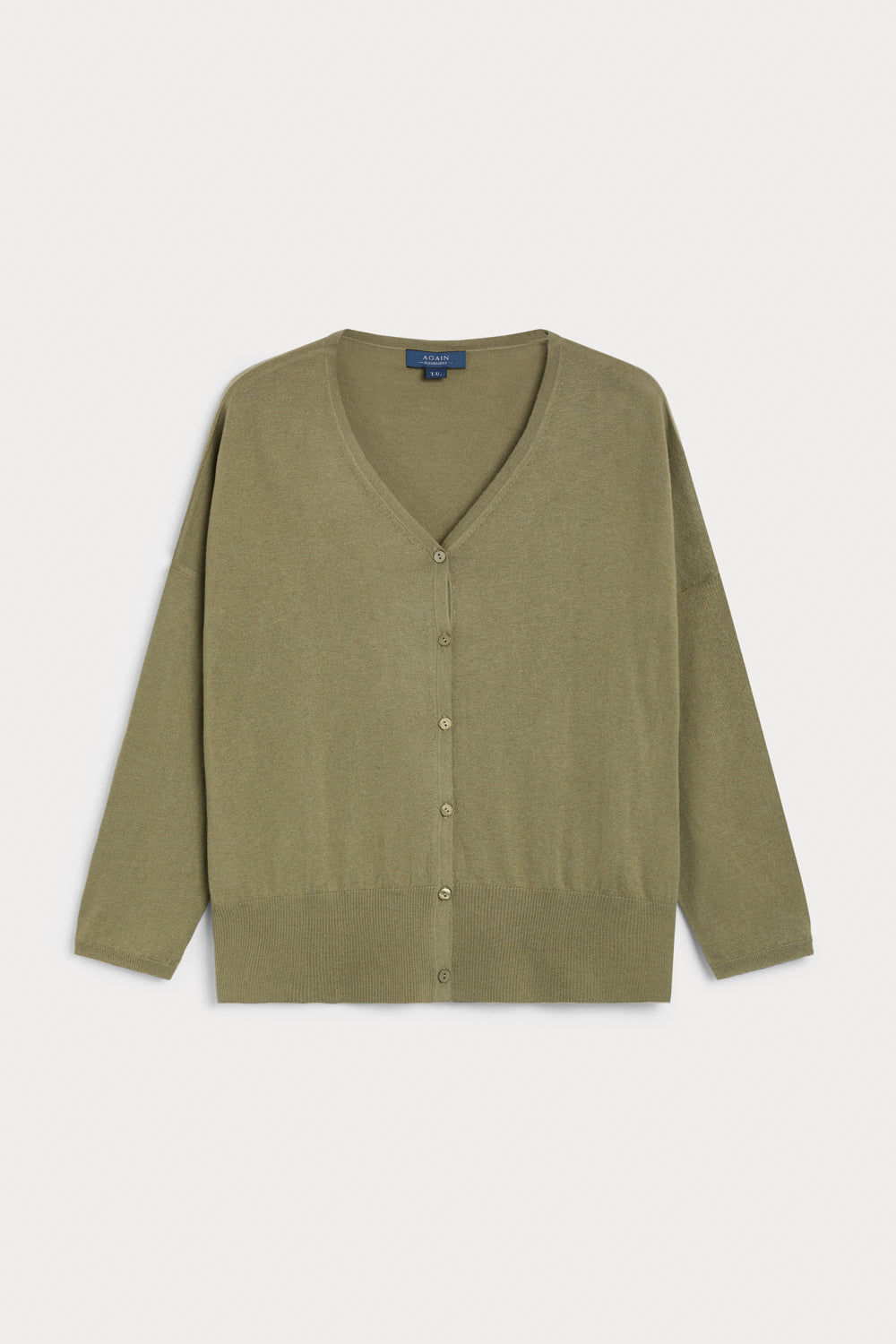 Cardgan poncho cashmere seda verde oliva