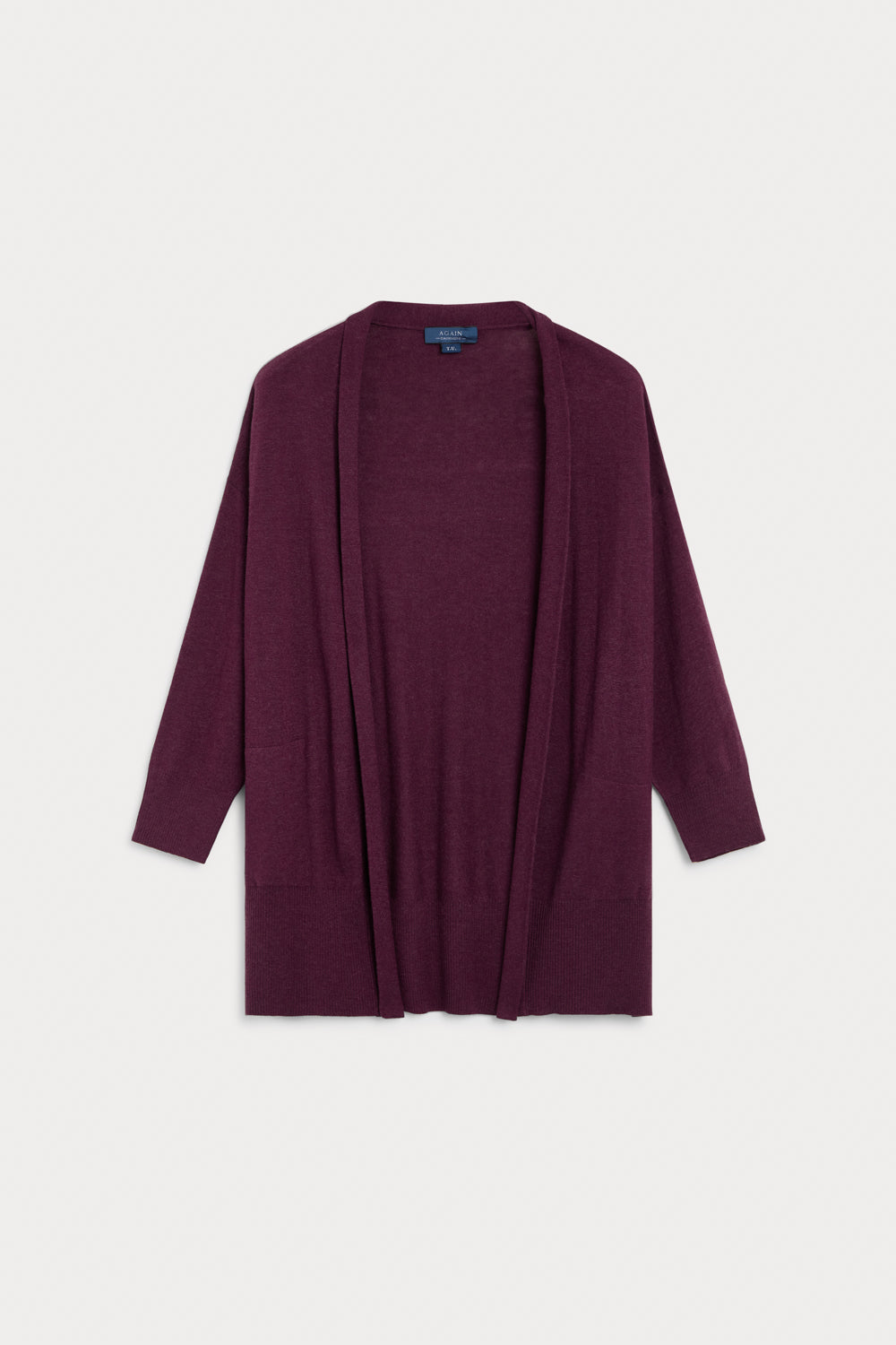 Cardigan larga cashmere seda burdeos