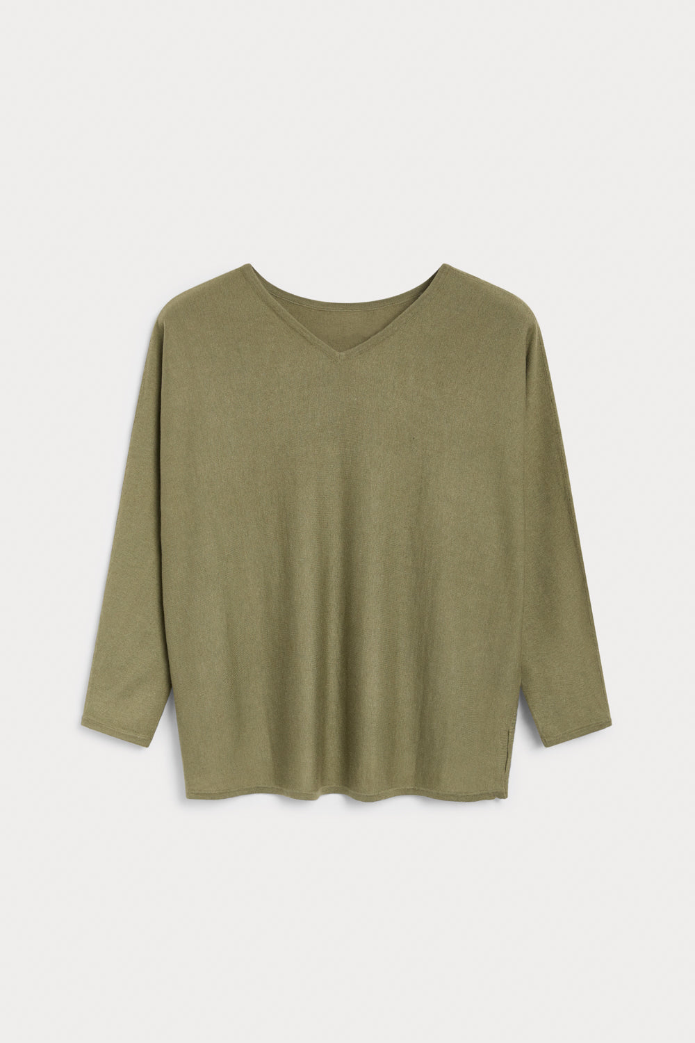 Jersey Pico Cashmere Seda verde oliva