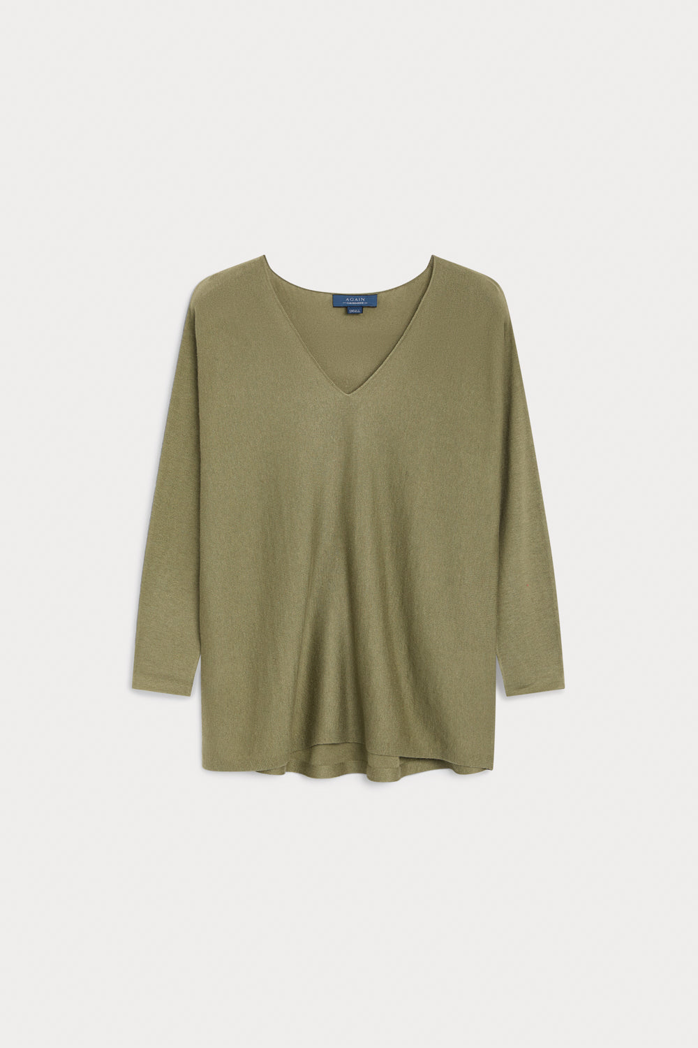 Jersey Pico Oversize Cashmere Seda verde oliva
