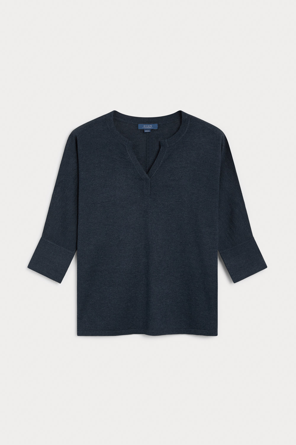 Jersey Pico Tres Cuartos Cashmere Seda azul