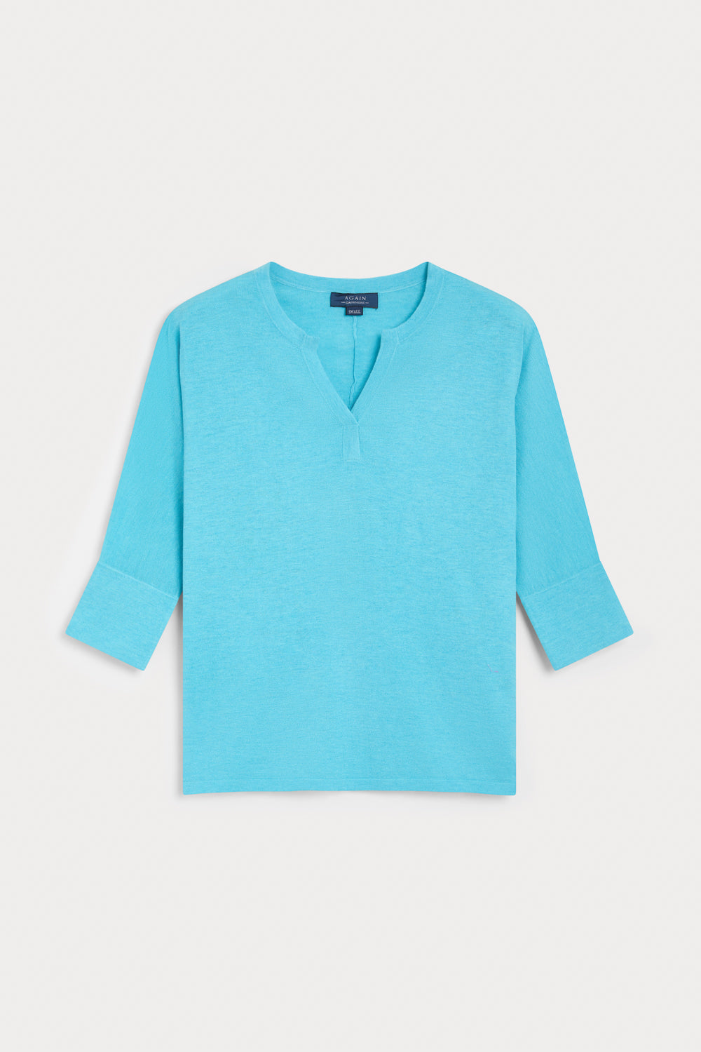 Jersey Pico Tres Cuartos Cashmere Seda azul claro