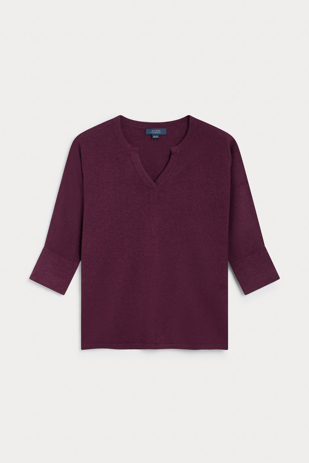 Jersey Pico Tres Cuartos Cashmere Seda burdeos