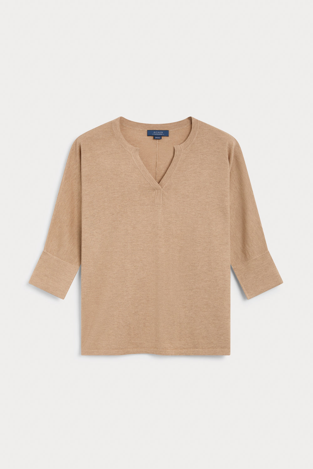 Jersey Pico Tres Cuartos Cashmere Seda camel