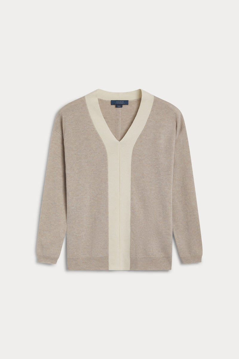 Jersey pico oversize combinado de mujer AGAIN cashmere
