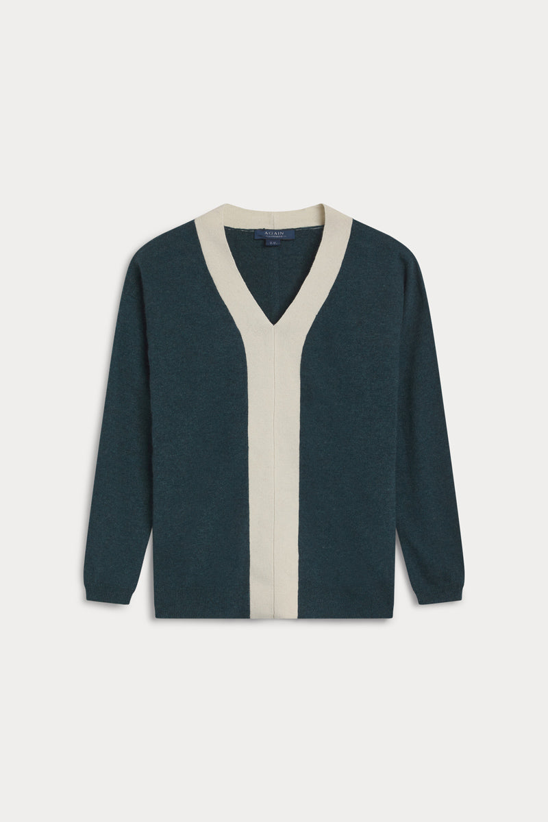 Jersey pico oversize combinado de mujer AGAIN cashmere