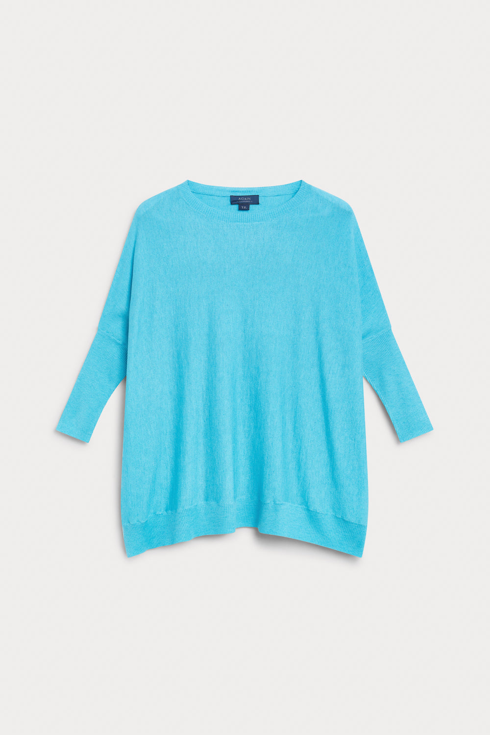 Poncho Cuello Redondo Cashmere Seda Azul Claro