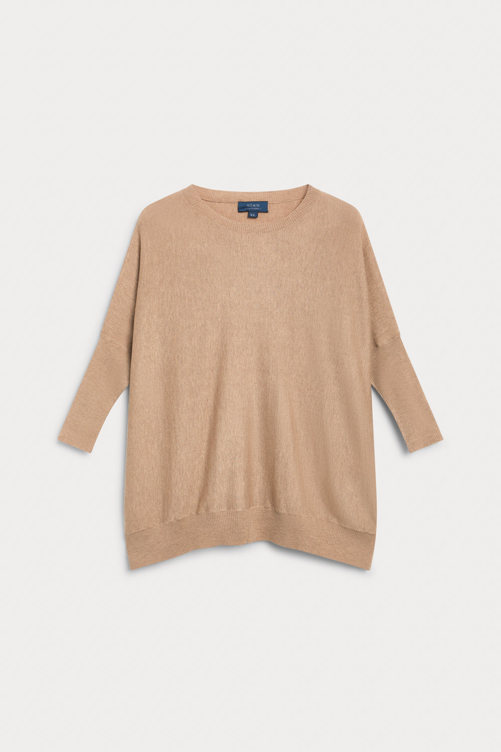 Poncho Cuello Redondo Cashmere Seda Camel
