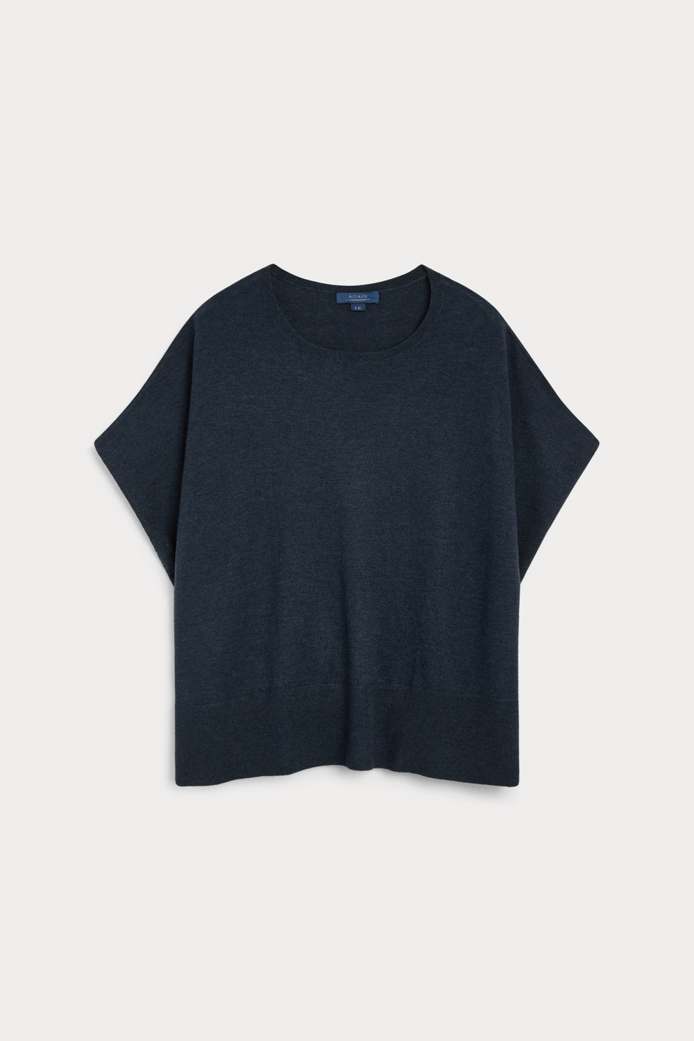 Poncho Manga Corta Cashmere Seda Azul Noche