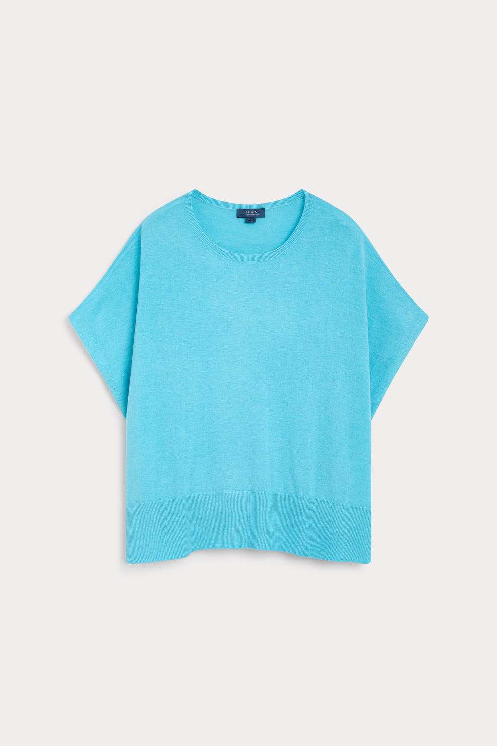 Poncho Manga Corta Cashmere Seda Azul Claro