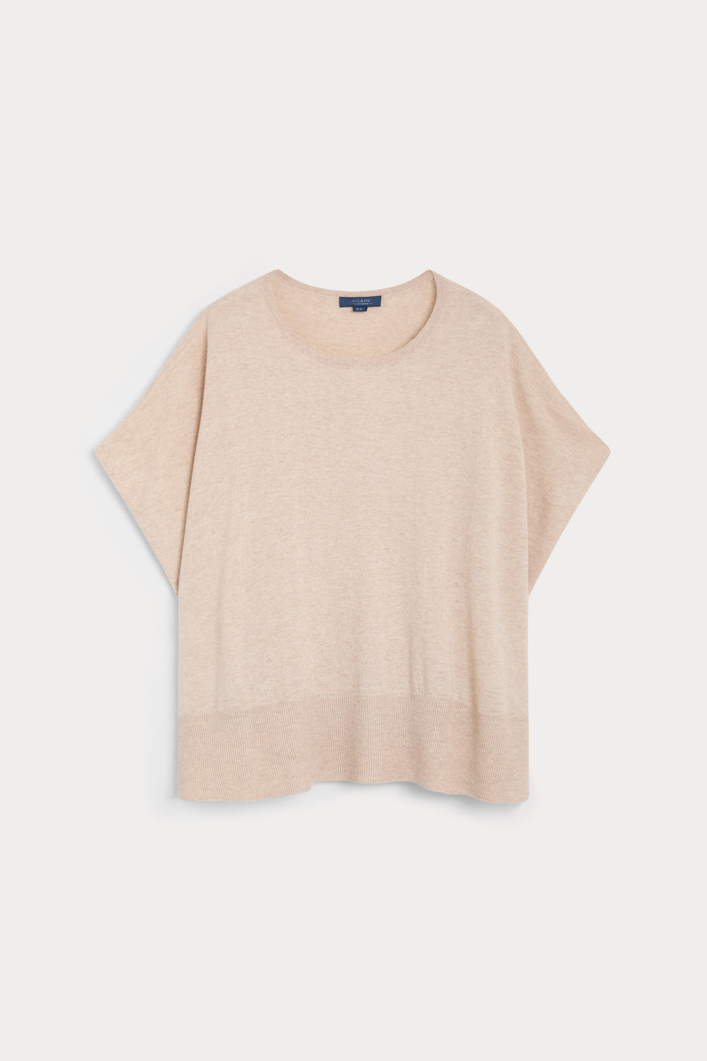 Poncho Manga Corta Cashmere Seda Beige