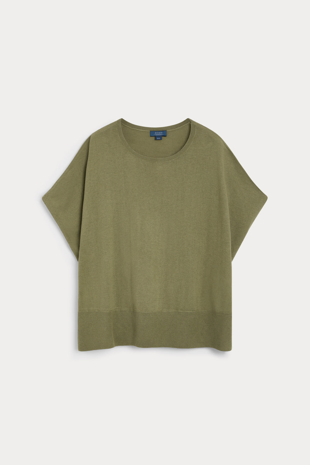 Poncho Manga Corta Cashmere Seda Verde Oliva
