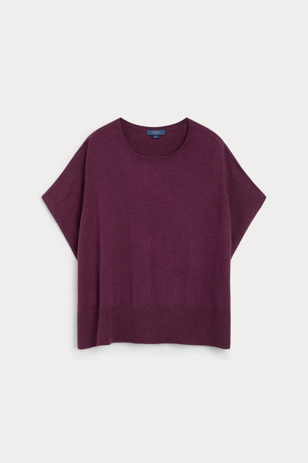 Poncho Manga Corta Cashmere Seda Vino