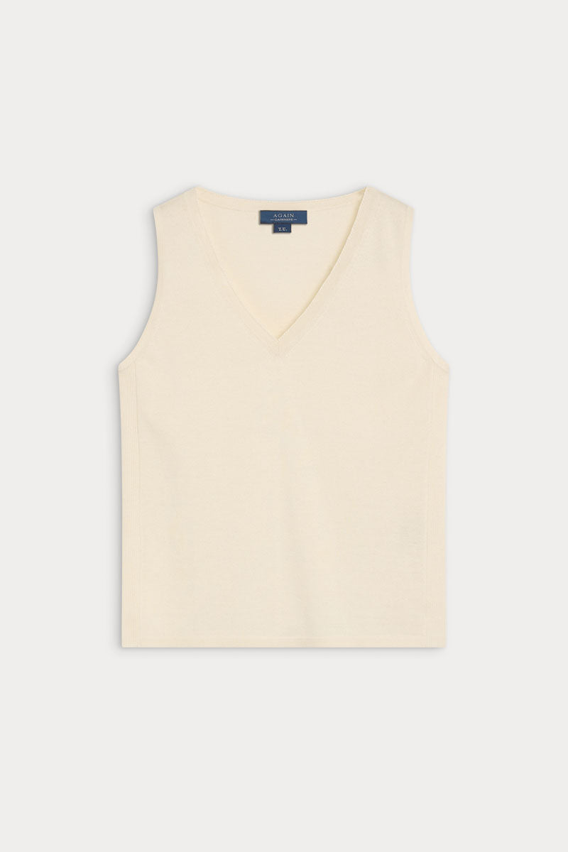 Camiseta sin mangas cashmere y seda ultrafino de verano