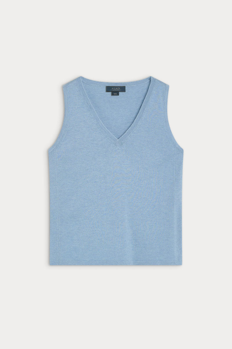 Camiseta sin mangas cashmere y seda ultrafino de verano