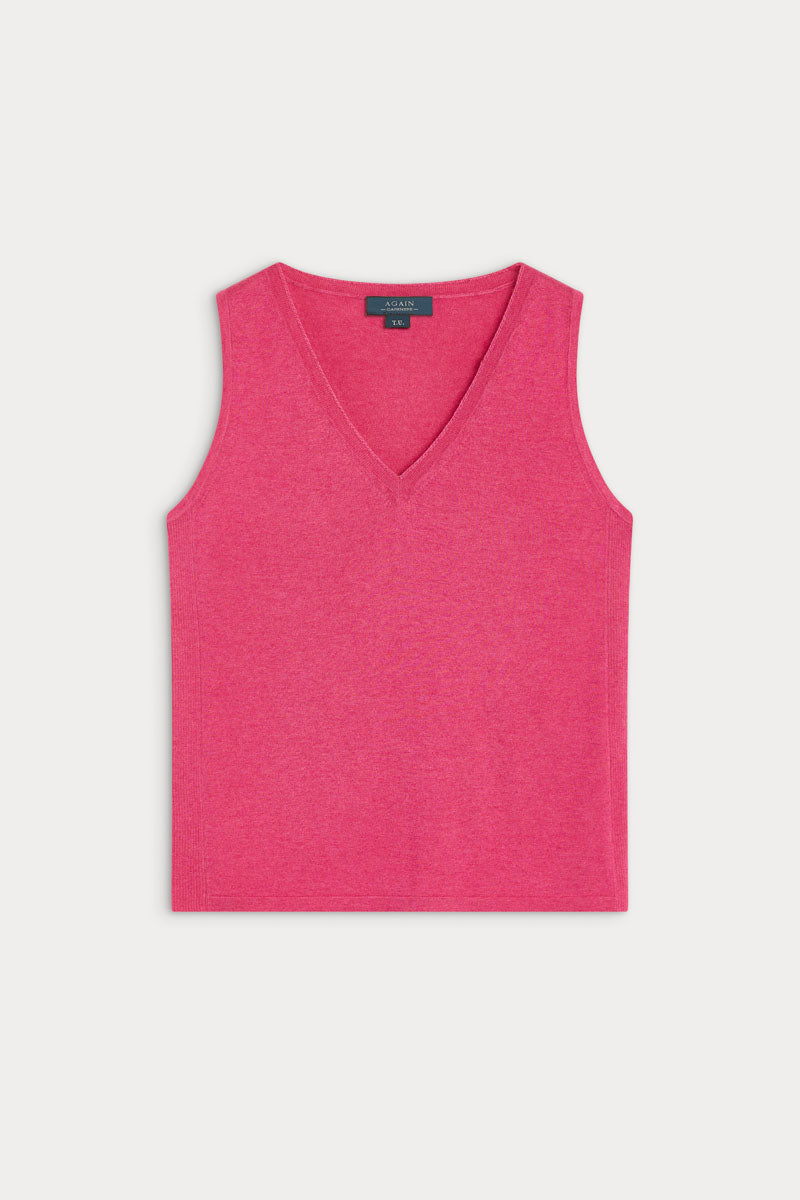 Camiseta sin mangas cashmere y seda ultrafino de verano