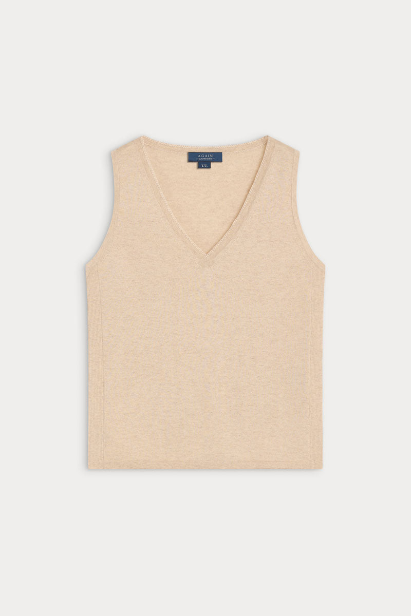 Camiseta sin mangas cashmere y seda ultrafino de verano