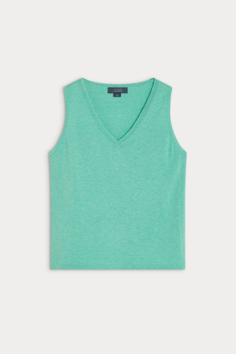Camiseta sin mangas cashmere y seda ultrafino de verano