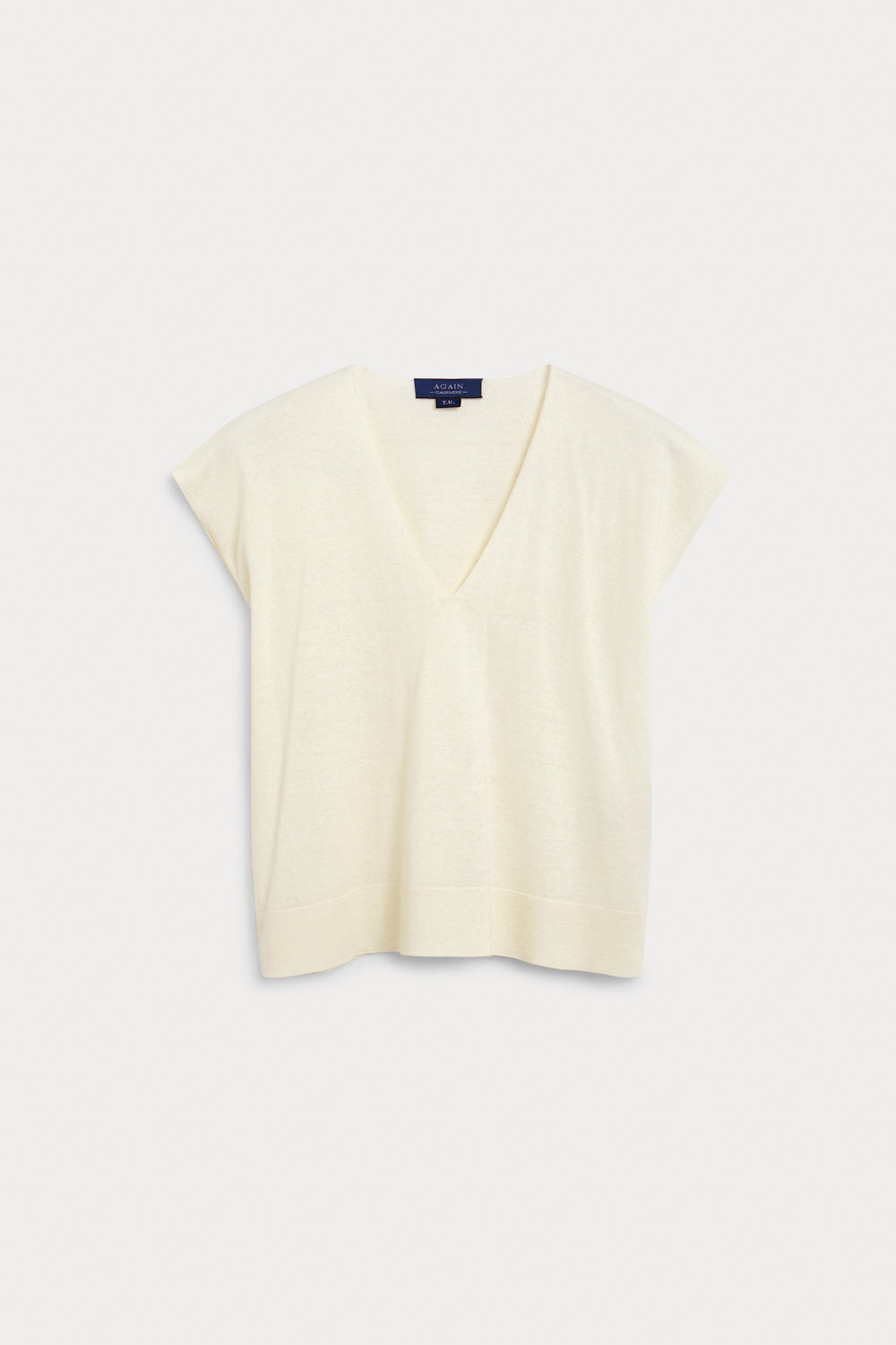 camiseta manga corta negra cashmere seda blanca
