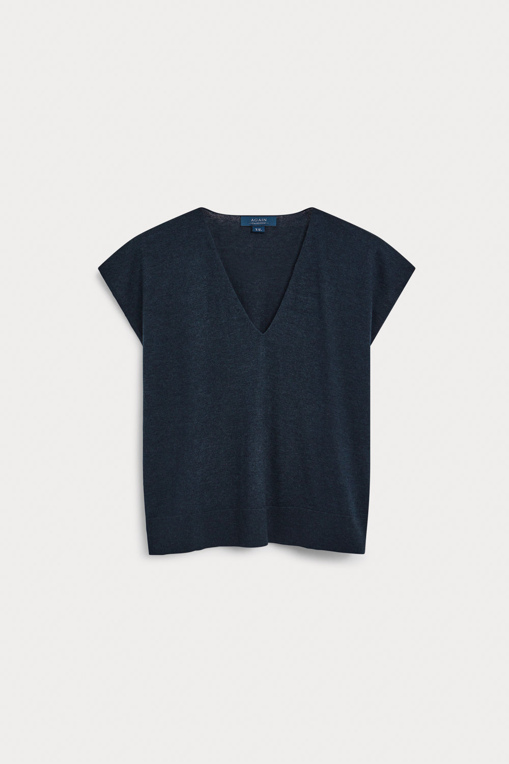 camiseta manga corta negra cashmere seda azul