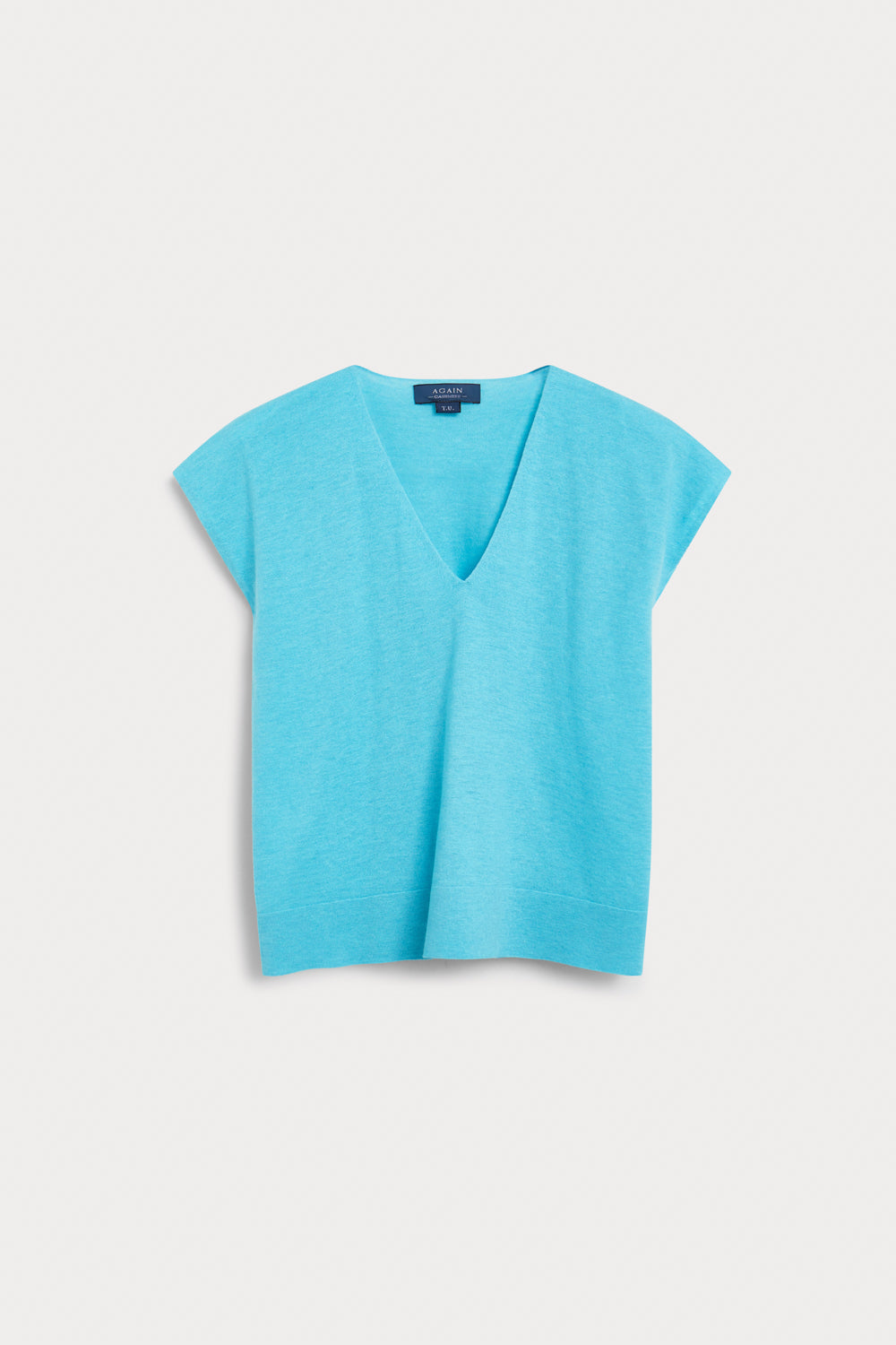 camiseta manga corta negra cashmere seda celeste