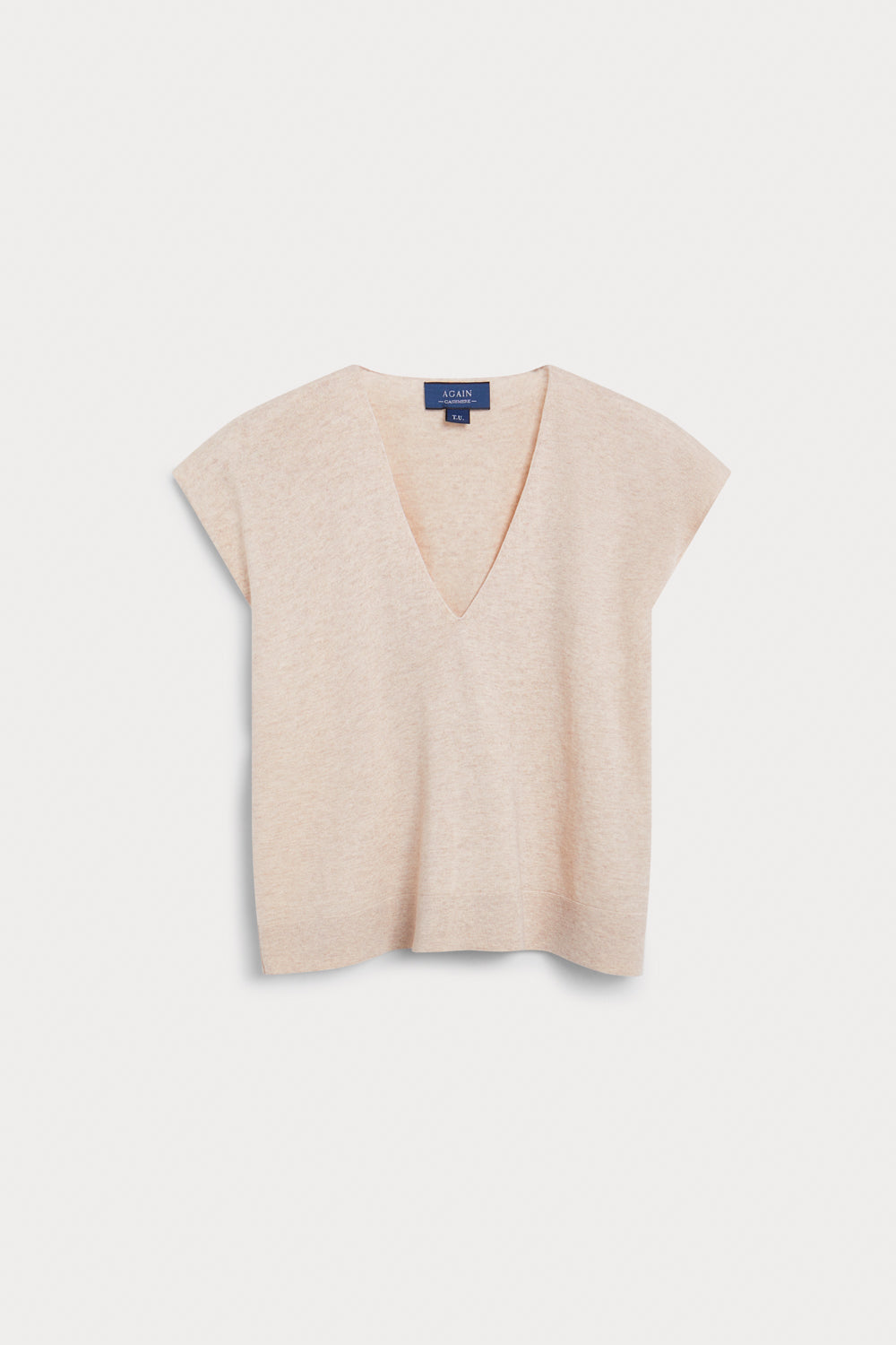 camiseta manga corta negra cashmere seda beige