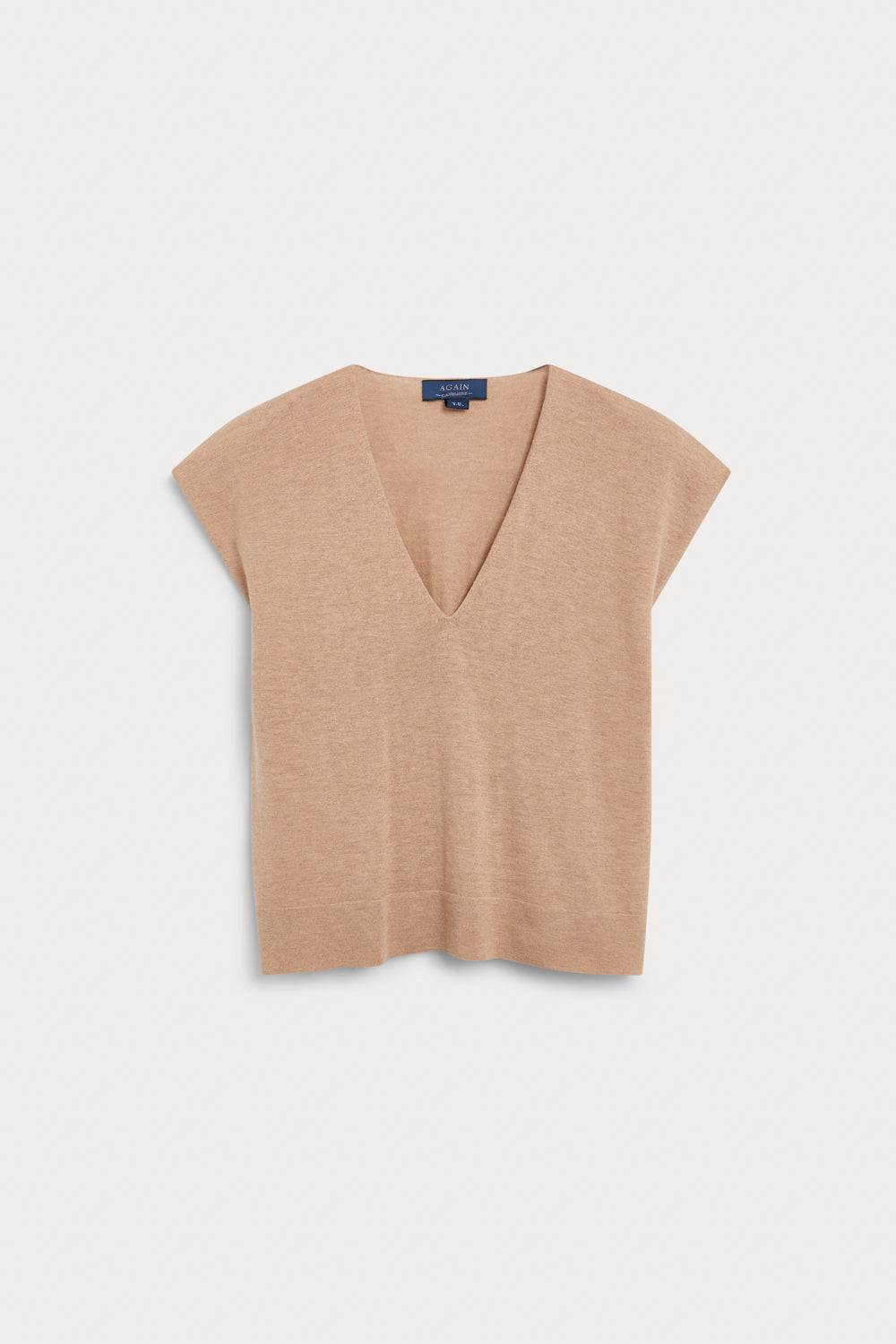 camiseta manga corta negra cashmere seda camel