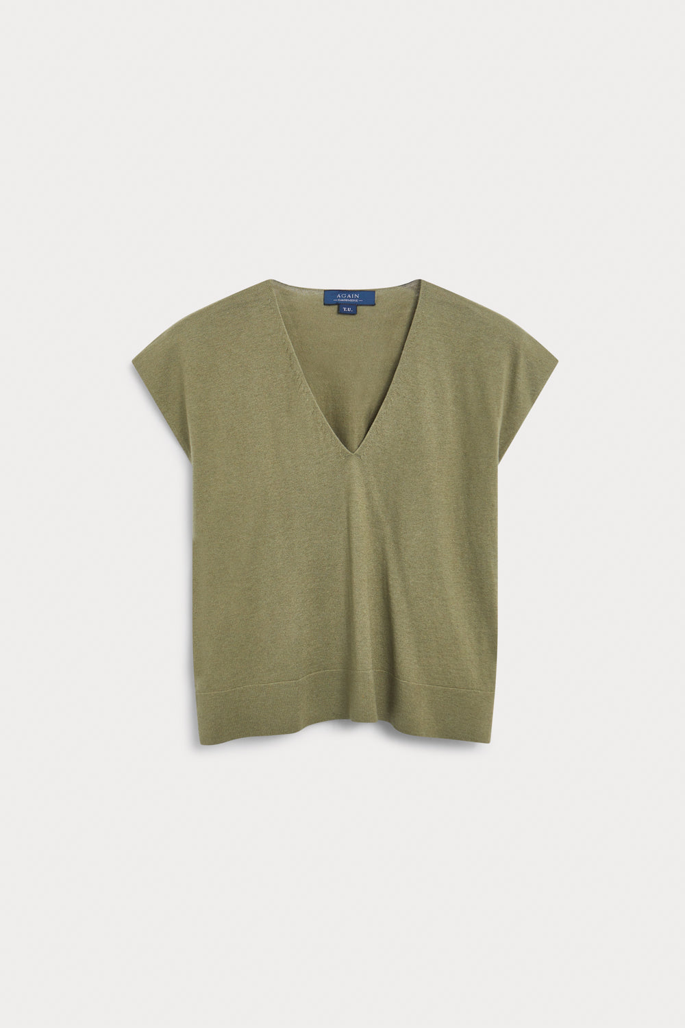 camiseta manga corta negra cashmere seda verde oliva