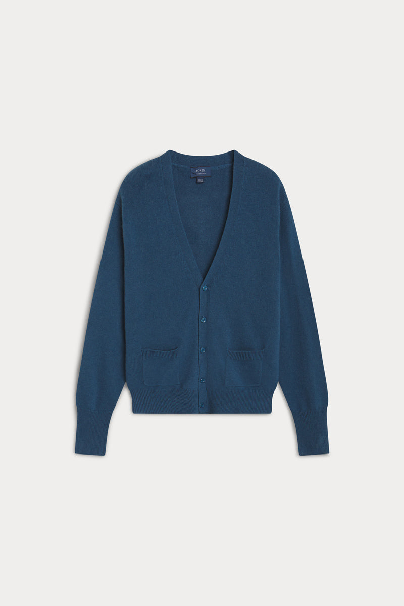 cardigan cashmere hombre azul