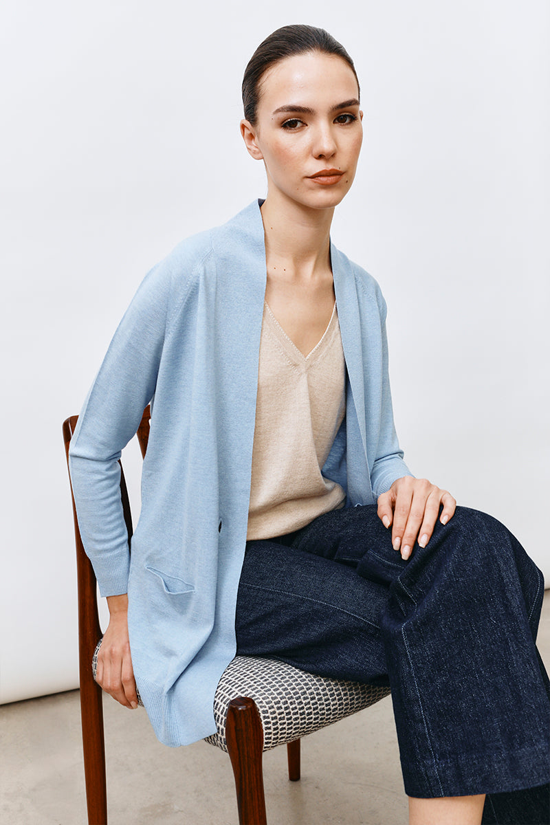 cardigan larga cashmere seda ultrafina de mujer