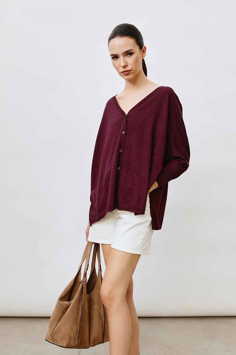 Cardigan polo cashmere ultrafino seda