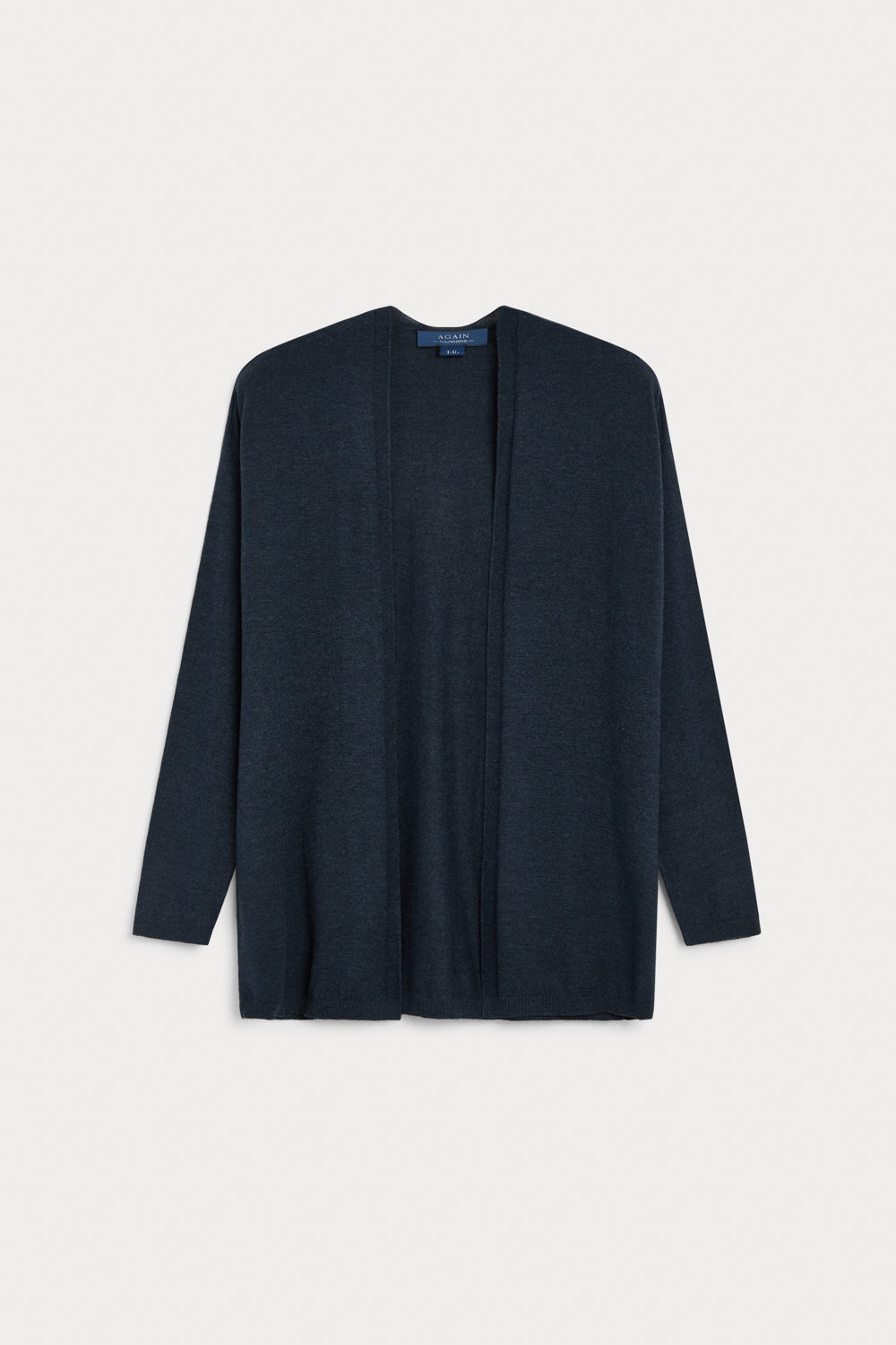 cardigan larga cashmere seda - sin bolsillos azul