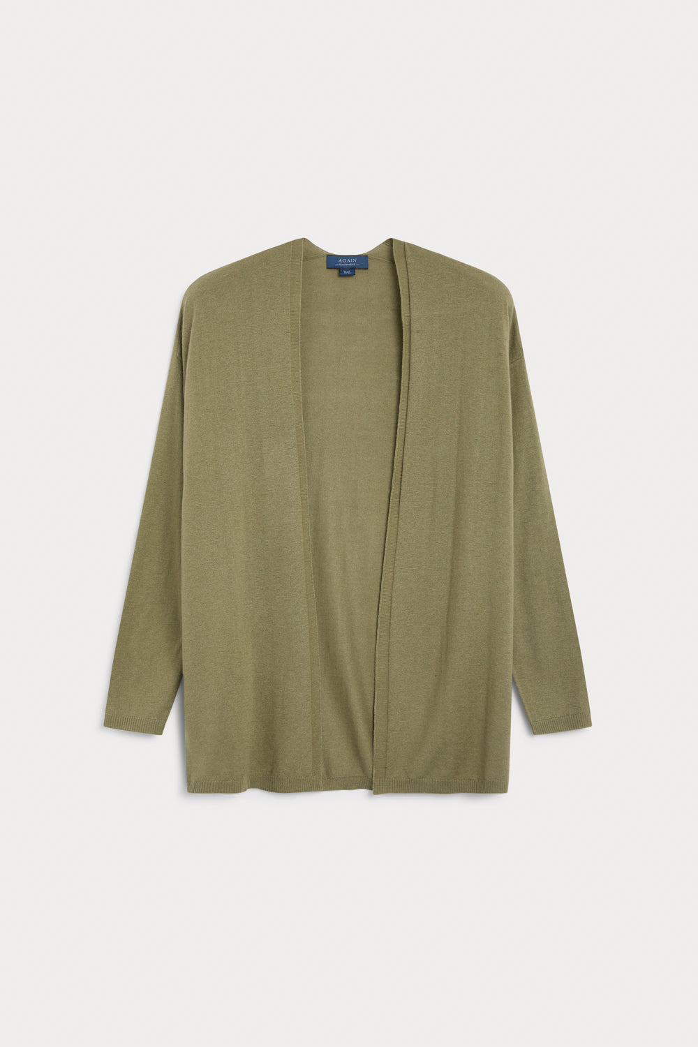 cardigan larga cashmere seda - sin bolsillos verde oliva color tendencia