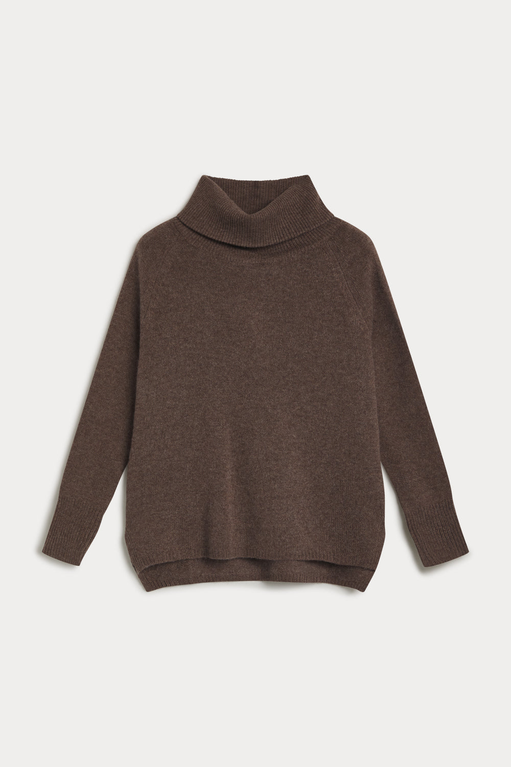 jersey cuello vuelto oversize cashmere mujer marron