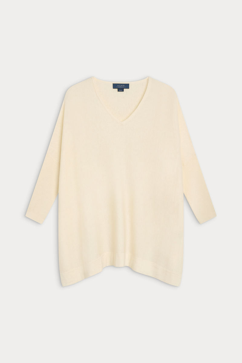 Poncho cuello pico cashmere ultrafino seda mujer