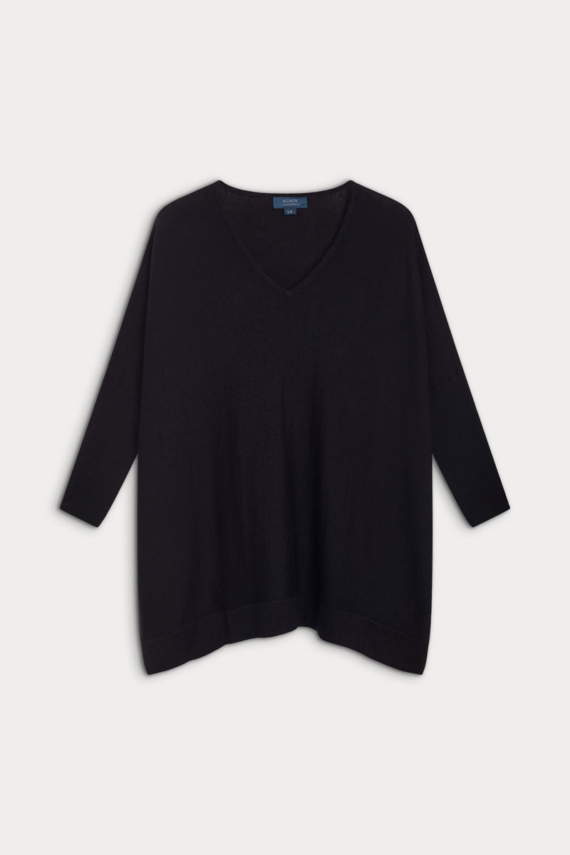 Poncho cuello pico cashmere ultrafino seda mujer
