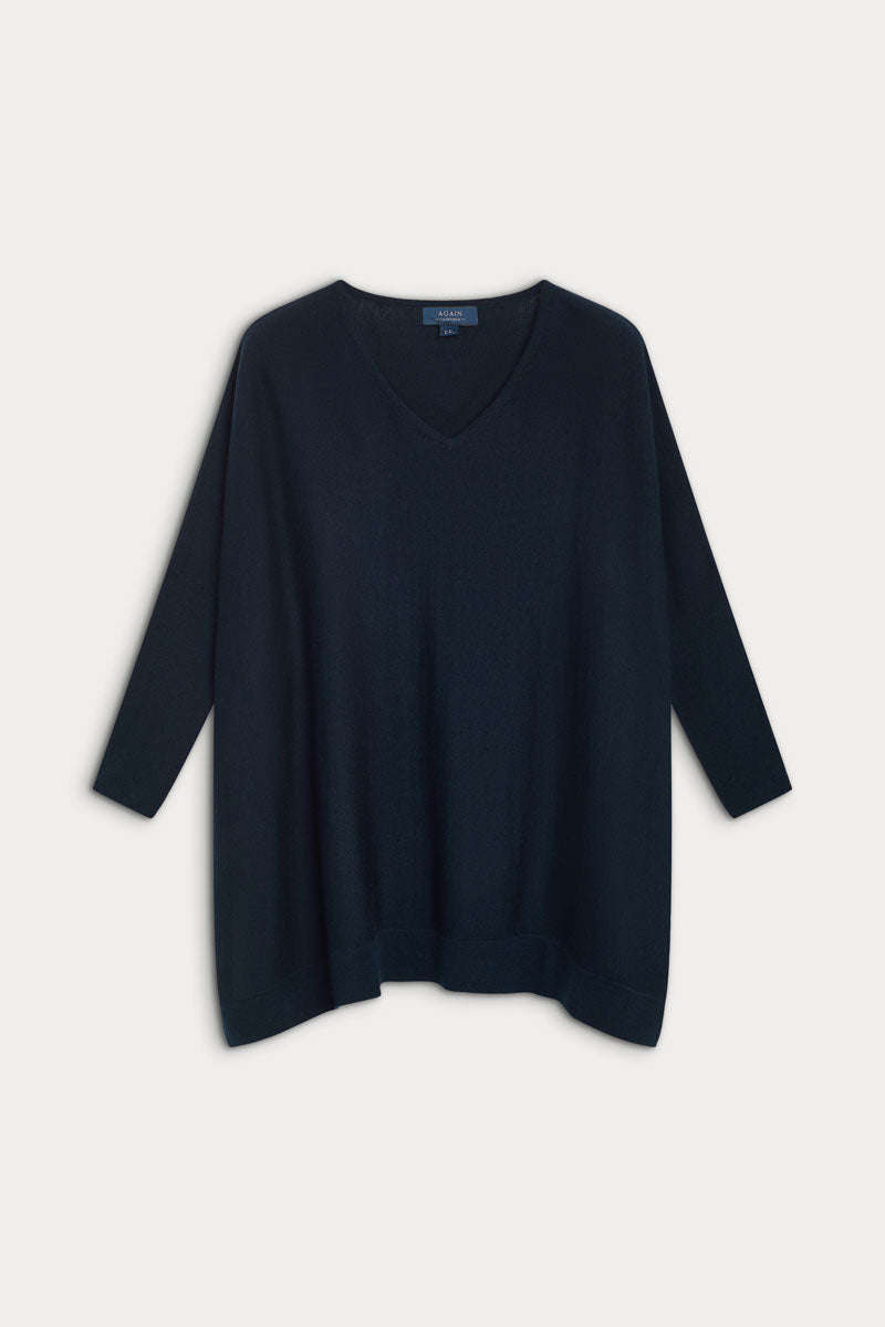 Poncho cuello pico cashmere ultrafino seda mujer