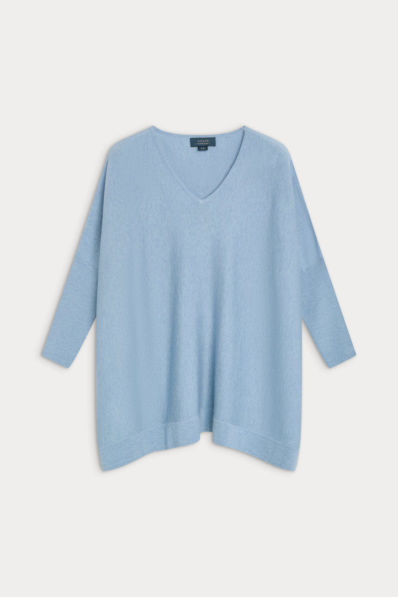 Poncho cuello pico cashmere ultrafino seda mujer