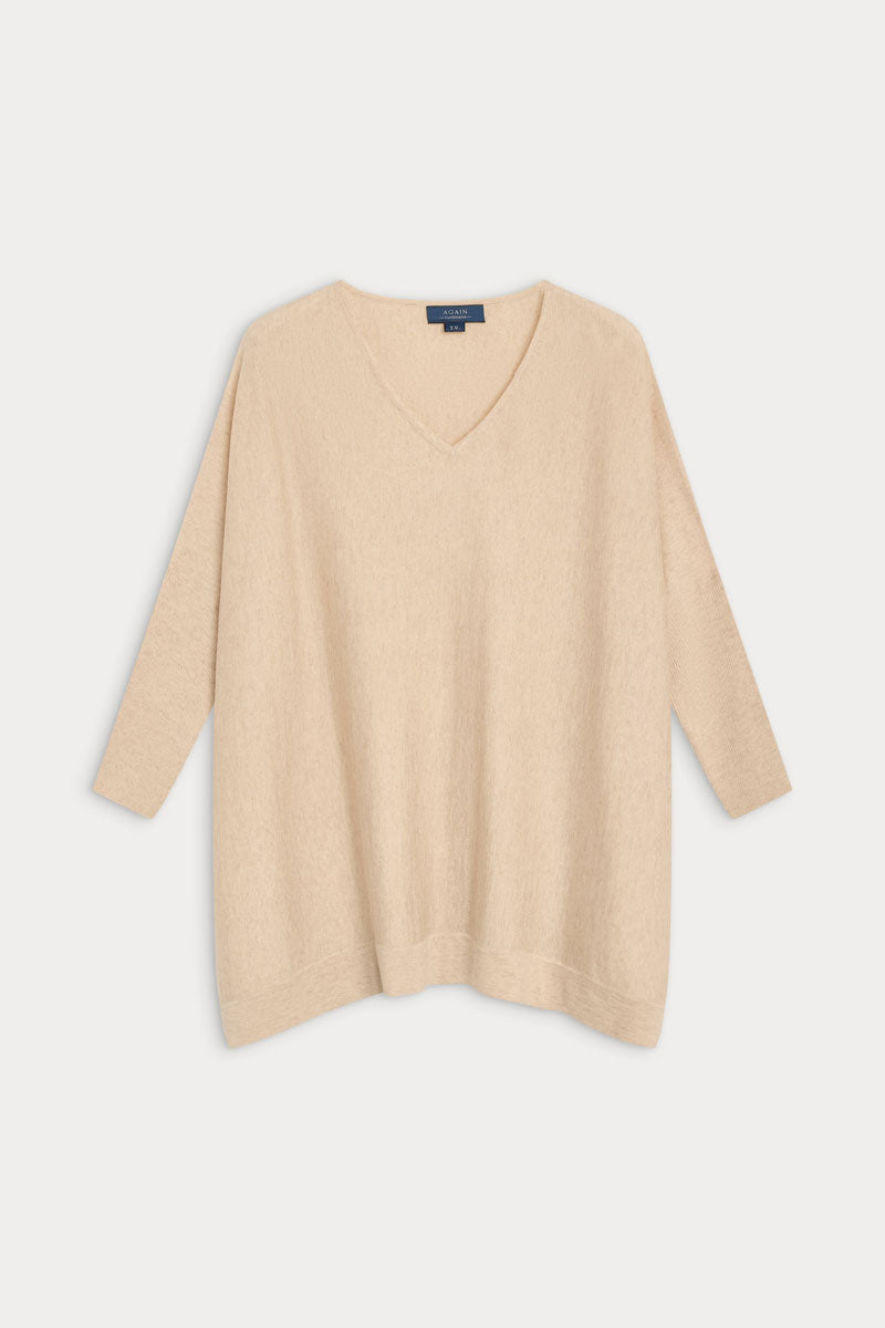 Poncho cuello pico cashmere ultrafino seda mujer