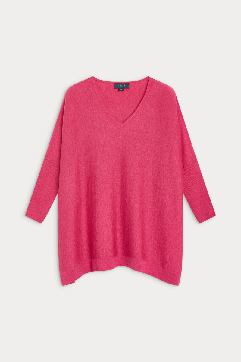 Poncho cuello pico cashmere ultrafino seda mujer