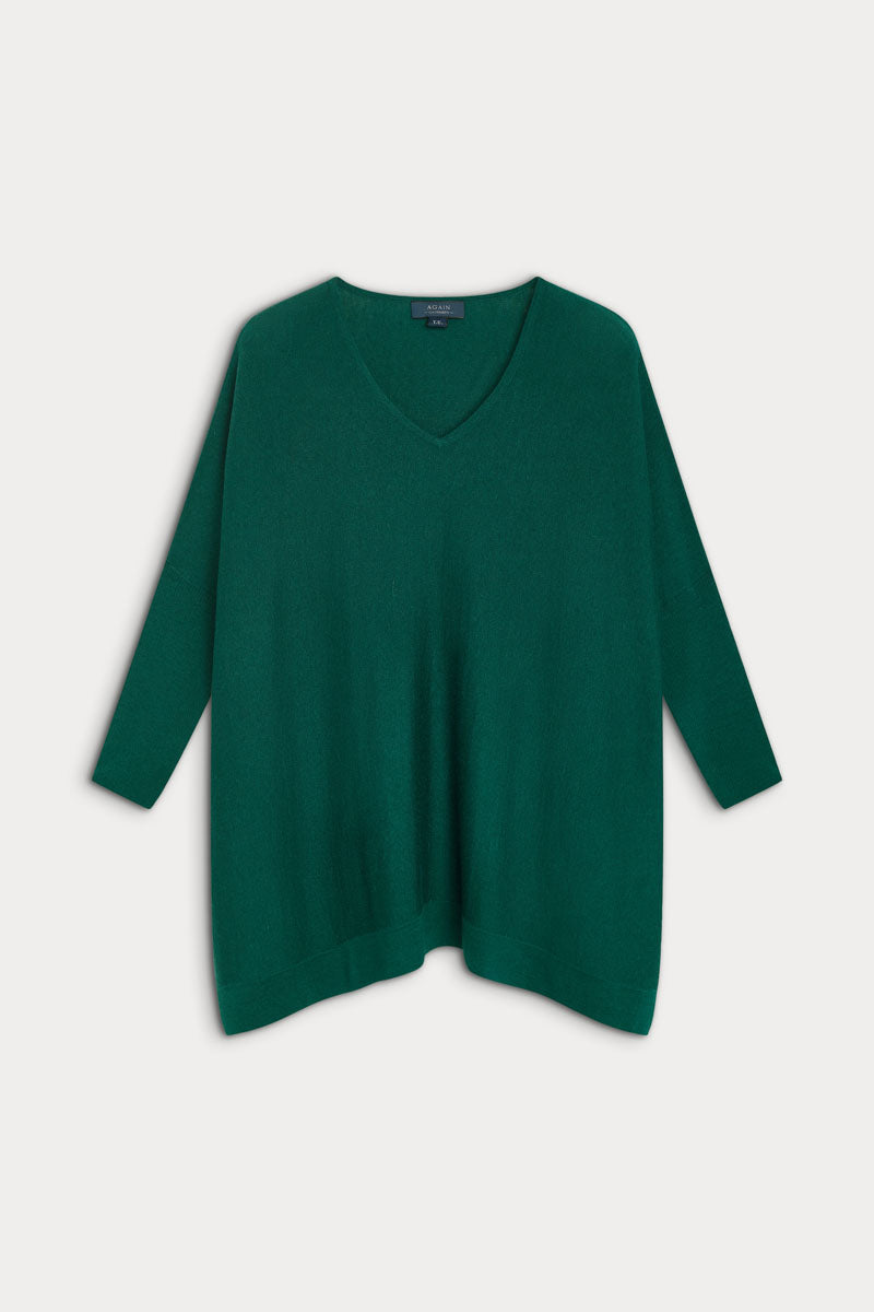 Poncho cuello pico cashmere ultrafino seda mujer