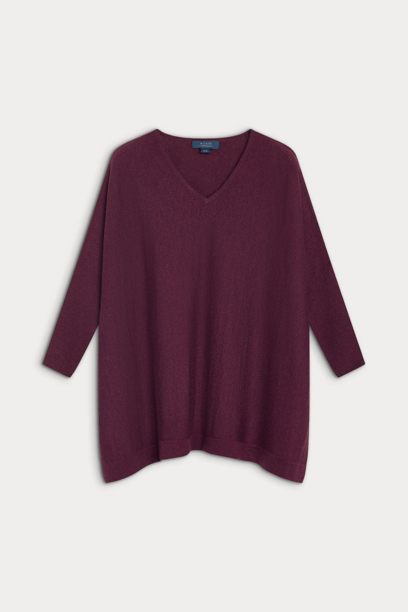 Poncho cuello pico cashmere ultrafino seda mujer