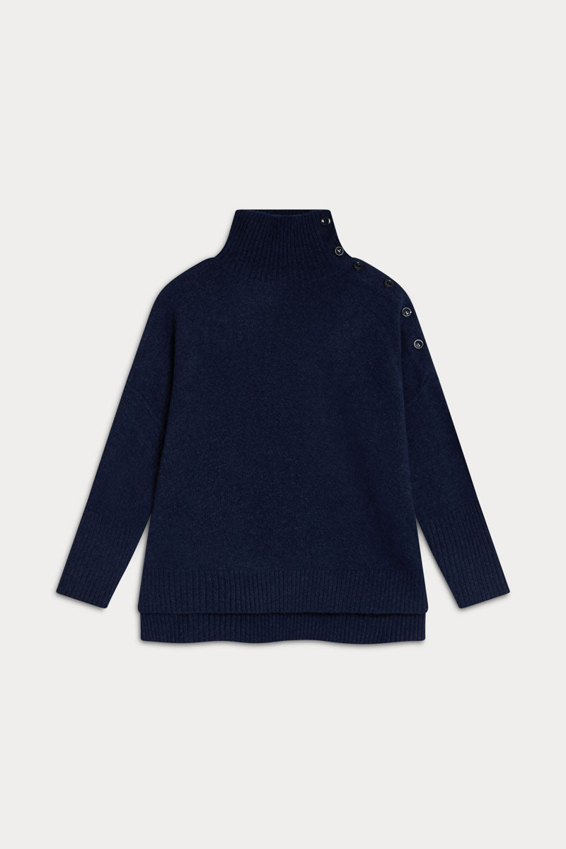 High Neck Buttoned Jersey