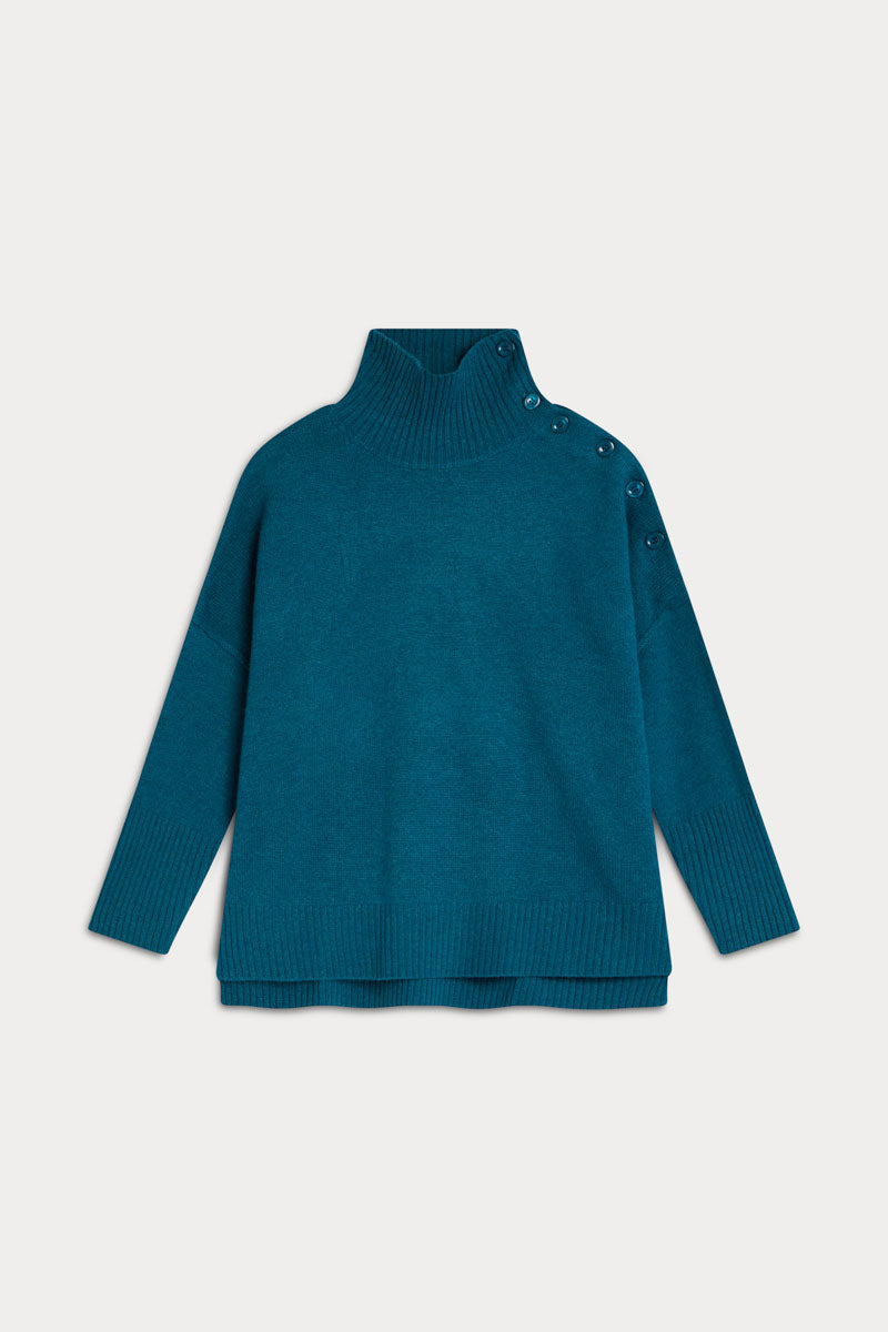 High Neck Buttoned Jersey